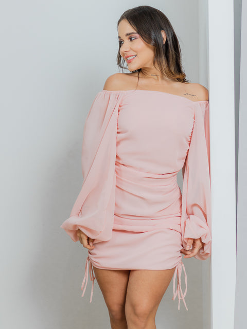 VESTIDO MANGA GLOBO EN SEDA